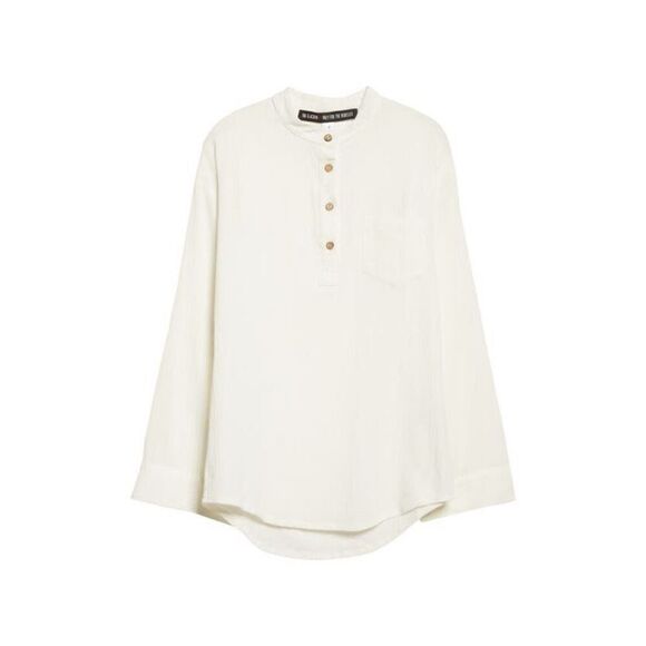 Oak & Acorn Women's Selenite Cotton Roll Tab Sleeves Seed Tunic Top Size Large - Picture 10 of 13